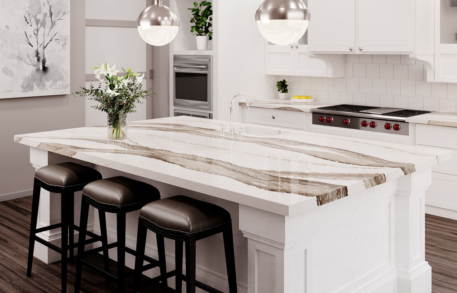 Skara Brae quartz kitchen island