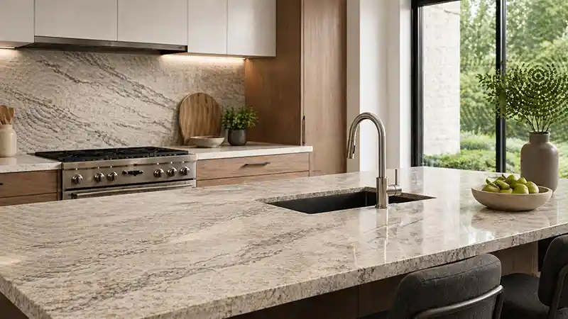 Modern kitchen with premium granite and quartz countertop installation by Citi Granite in DC Maryland and Northern Virginia